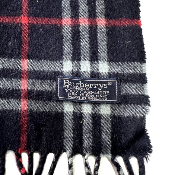 Burberrys Classic Check Scarf Black 100% Cashmere Unisex Scarf Made In … - Picture 3 of 7
